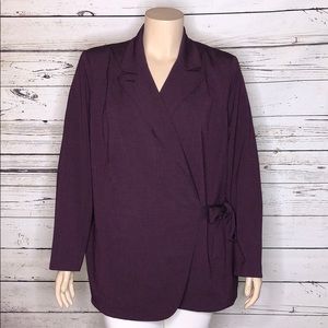 Lane Bryant 26 Purple Black Side Tie Jacket Blazer